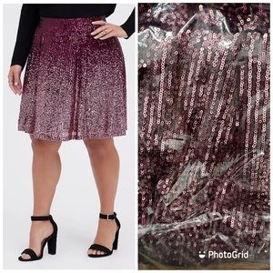 Torrid pink ombré sequin skater skirt nwt